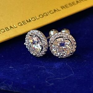 2.0 CT Halo Moissanite Diamond earrings retail $699